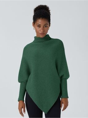 Halara High Neck Long Sleeve Asymmetric Hem Work Sweater Eden Green Size XL